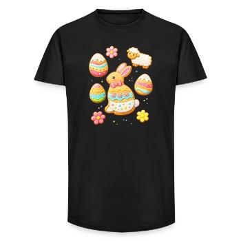 Osterkekse Set mit Hase und Lamm Illustration - Long Fit Männer T-Shirt - Schwarz - Vorne - AI Model Male 185 light (185cm)