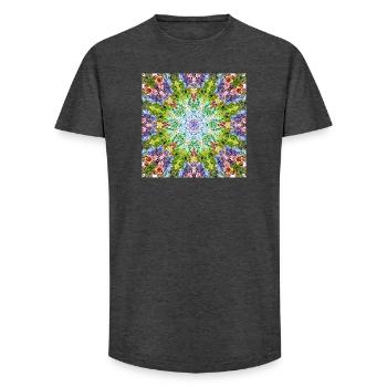 Mandala de Fleurs Kaléidoscope - T-shirt coupe longue homme - charbon - Devant - AI Model Male 185 light (185cm)