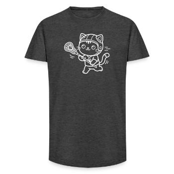 Lacrosse Kawaii Cat - Long Fit Men's T-Shirt - charcoal grey - Front - AI Model Male 185 light (185cm)