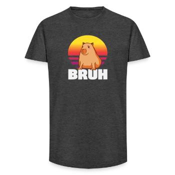 Retro Capybara Bruh Cute Funny Animal - Long Fit Men's T-Shirt - charcoal grey - Front - AI Model Male 185 light (185cm)
