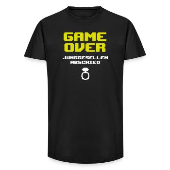 GAME OVER – Bachelor Party Gaming Shirt - Long Fit Men's T-Shirt - black - Front - AI Model Male 185 light (185cm)