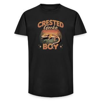 Gecko à crête reptile drôle - T-shirt coupe longue homme - noir - Devant - AI Model Male 185 light (185cm)