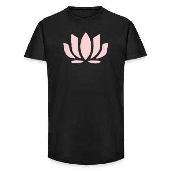 Lotus Flower Lotus Flowers Pastel Flower Blossom Yoga - Long Fit Men's T-Shirt - black - Front - AI Model Male 185 light (185cm)