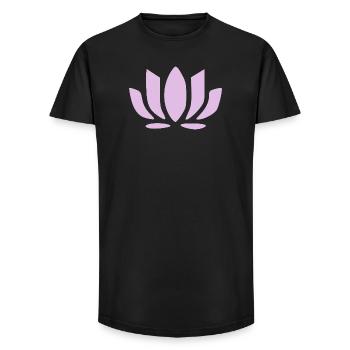 Lotus Flower Lotus Flowers Pastel Flower Blossom Yoga - Long Fit Men's T-Shirt - black - Front - AI Model Male 185 light (185cm)