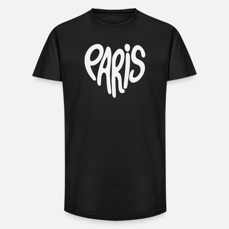 Paris Graffiti-Skript Logo herzförmig - Long Fit Männer T-Shirt - Schwarz