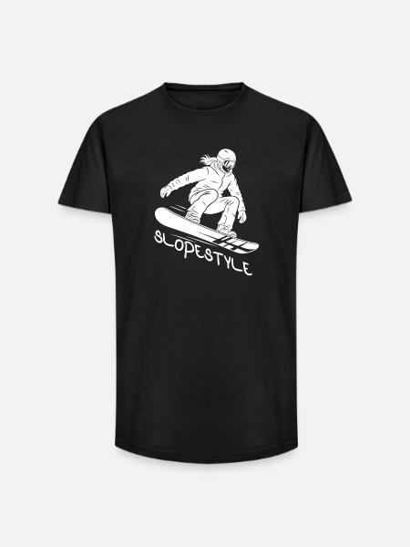 Slopestyle Snowboard Action Geschenk - Long Fit Männer T-Shirt - Schwarz