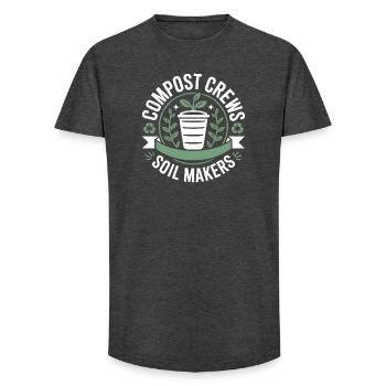 Équipes de compostage, fabricants de sol, jardiniers, - T-shirt coupe longue homme - charbon - Devant - AI Model Male 185 light (185cm)
