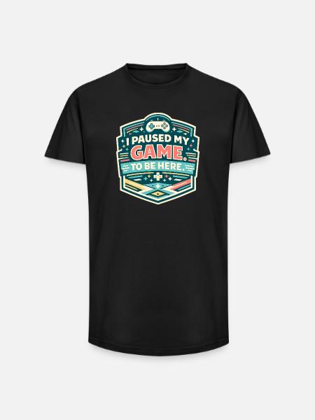 I paused my game – landed here - Long Fit Men's T-Shirt - black