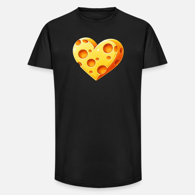 Illustration eines herzförmigen Käsestücks - Long Fit Männer T-Shirt - Schwarz