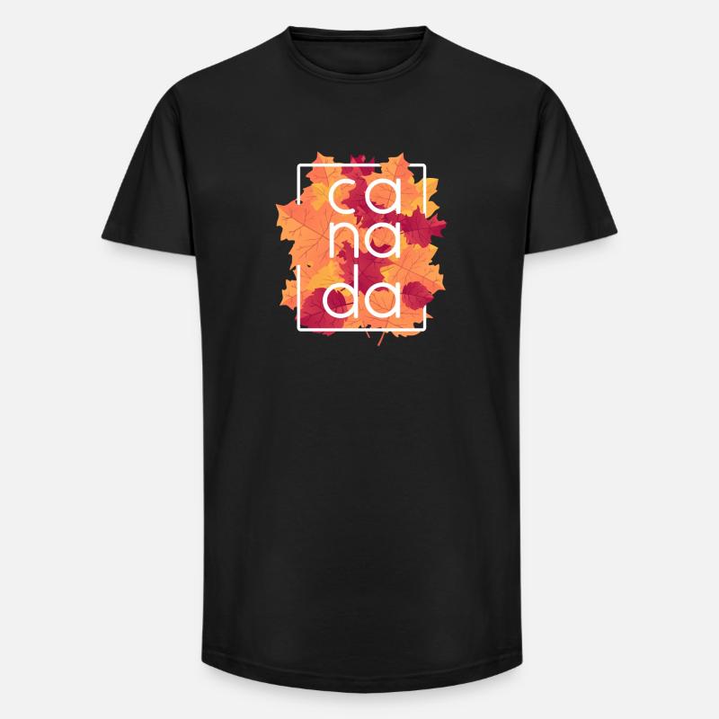Canada Autumn Maple Leaves Design - Long Fit Männer T-Shirt - Schwarz