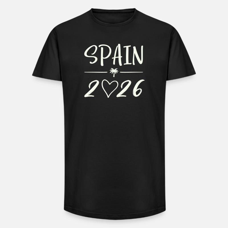 Spanien 2026 Palmen - Long Fit Männer T-Shirt - Schwarz