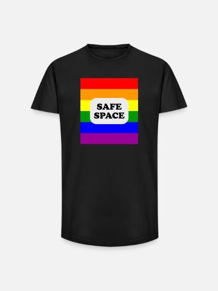 LGBT-Safe-Space-Regenbogenflagge - Long Fit Männer T-Shirt - Schwarz