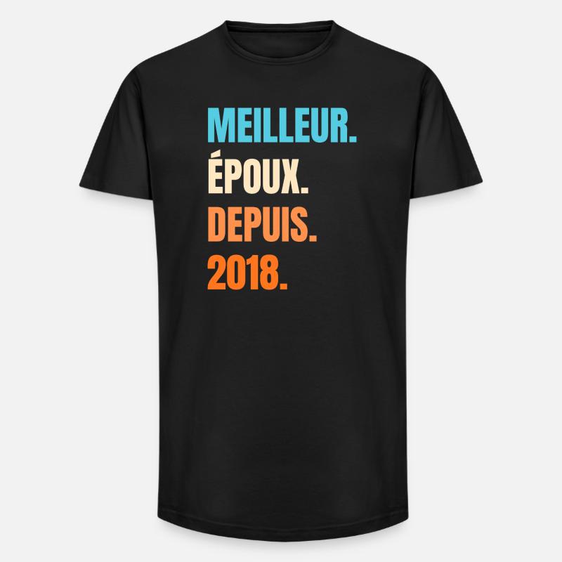 Bester Ehemann seit 2018 Geschenk-Ehemann - Long Fit Männer T-Shirt - Schwarz