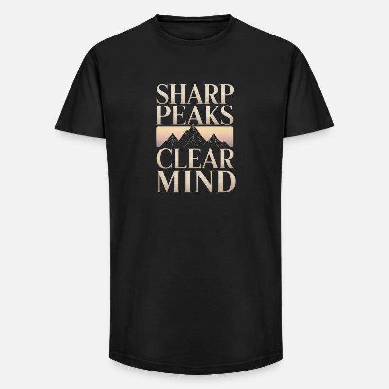 Sharp Peaks Clear Mind Mountain Design - Long Fit Männer T-Shirt - Schwarz