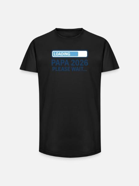 Papa 2026 Loading - Annonce Grossesse - T-shirt coupe longue homme - noir