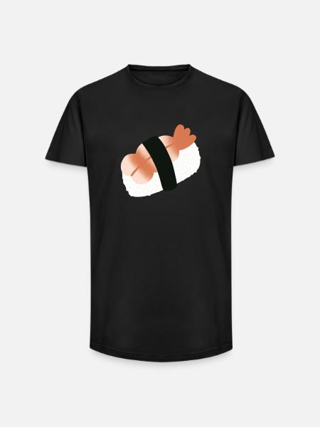 Shrimp Nigiri Minimalist Sushi - Long Fit Men's T-Shirt - black