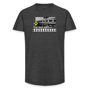 THE RAILWAY - Long Fit Männer T-Shirt - Anthrazit - Vorne - AI Model Male 185 light (185cm)
