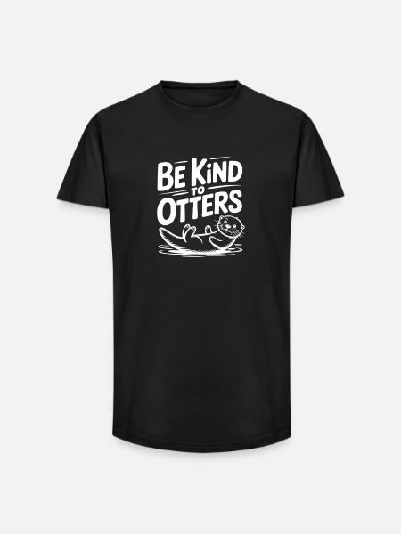 Be Kind to Otters - Long Fit Men's T-Shirt - black