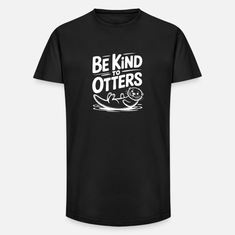 Sei freundlich zu Ottern - Long Fit Männer T-Shirt - Schwarz