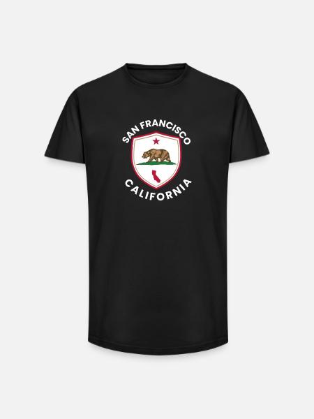 California Bear Flag Emblem - Long Fit Men's T-Shirt - black