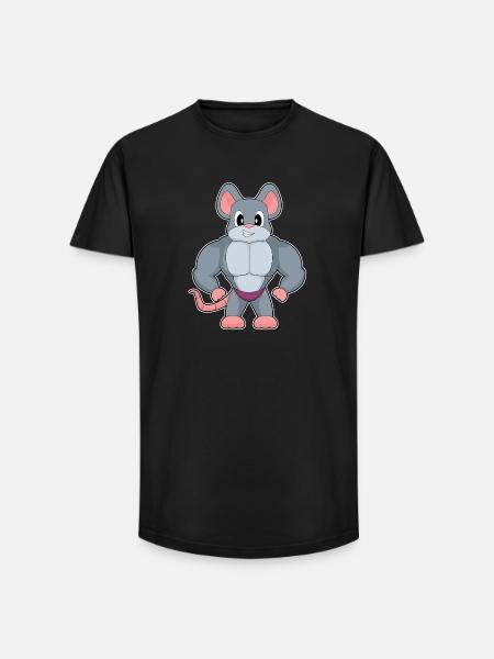 Mouse Bodybuilder Bodybuilding Sport - Long Fit Men's T-Shirt - black
