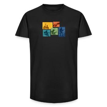 Guitar Grunge Color Blocks - Long Fit Men's T-Shirt - black - Front - AI Model Male 185 light (185cm)