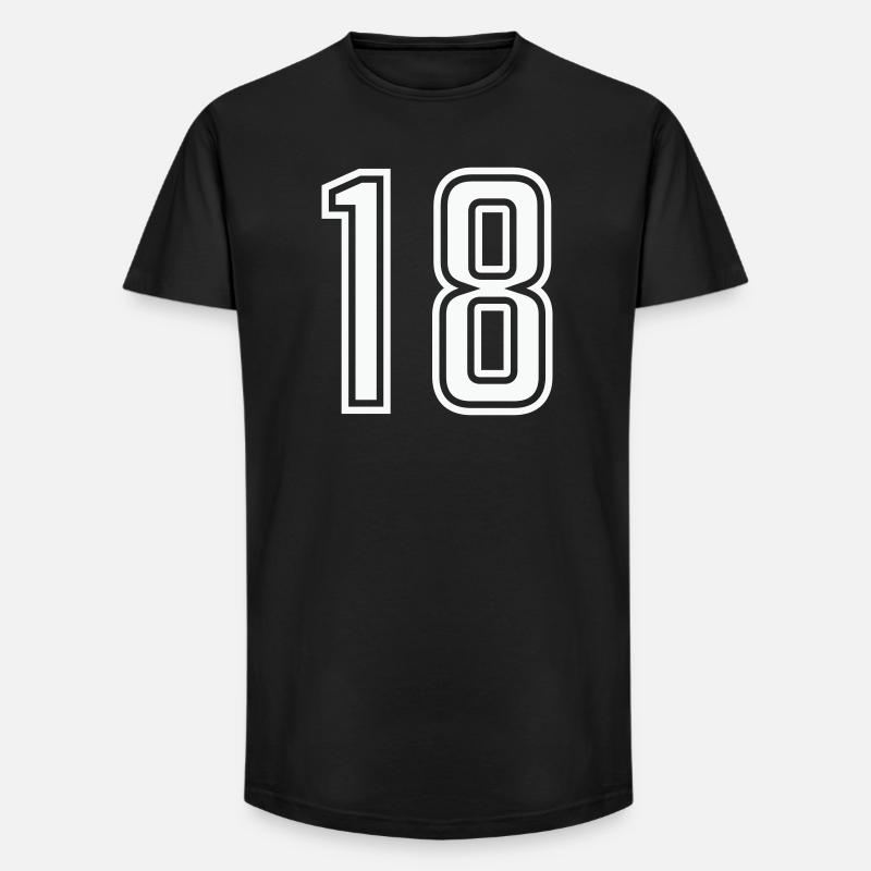 18 - Long Fit Männer T-Shirt - Schwarz