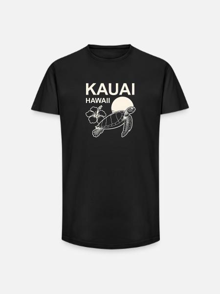 Kauai Turtle Hibiscus - Long Fit Men's T-Shirt - black