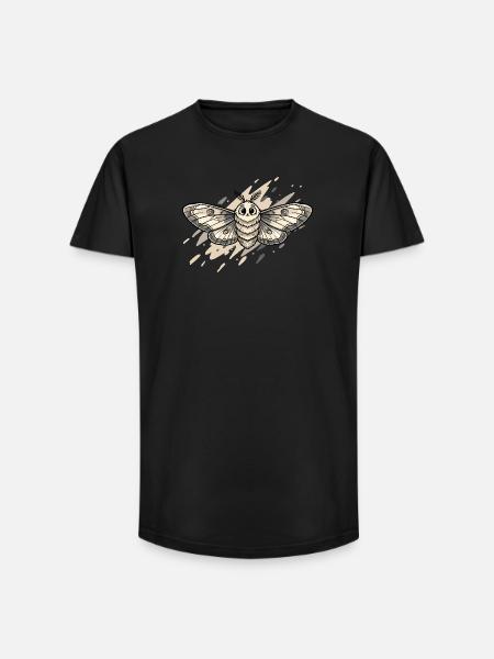 Moth Moth Illustration - Long Fit Men's T-Shirt - black