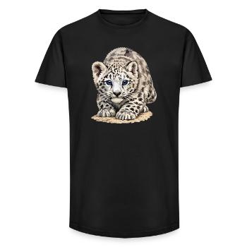 Sia Léopard des neiges - T-shirt coupe longue homme - noir - Devant - AI Model Male 185 light (185cm)