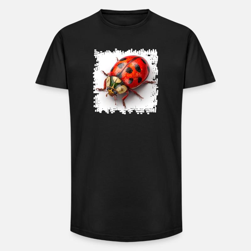 Red Ladybug Pattern Shirt - Long Fit Men's T-Shirt - black