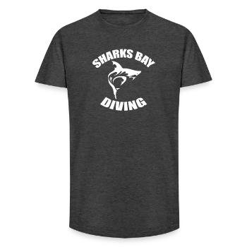 SHARKS BAY DIVING - Long Fit Men's T-Shirt - charcoal grey - Front - AI Model Male 185 light (185cm)