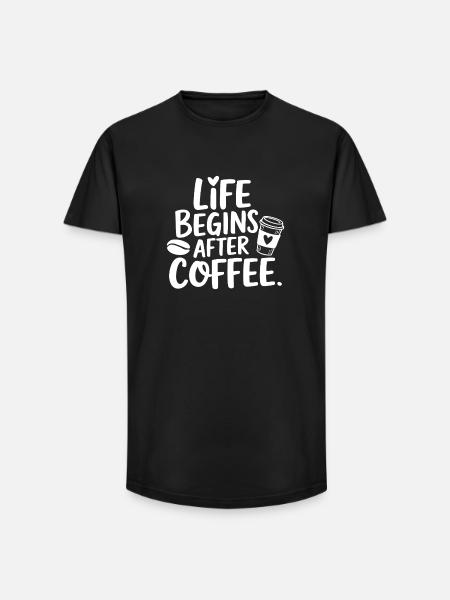 Life Begins After Coffee - Long Fit Men's T-Shirt - black