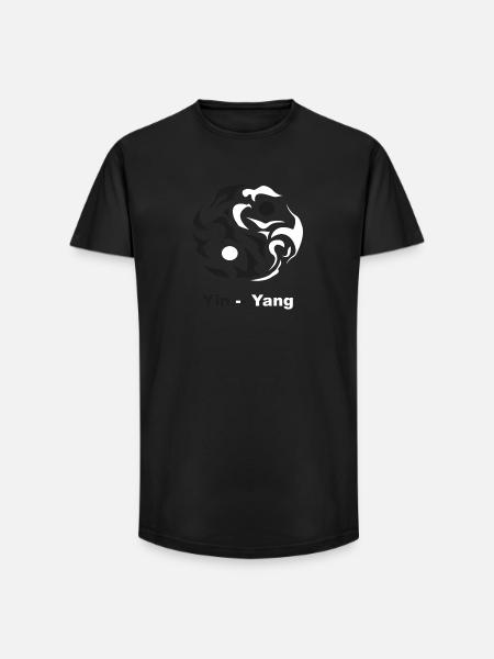 YinYang Silhouette: Kontrastkunst - Long Fit Männer T-Shirt - Schwarz