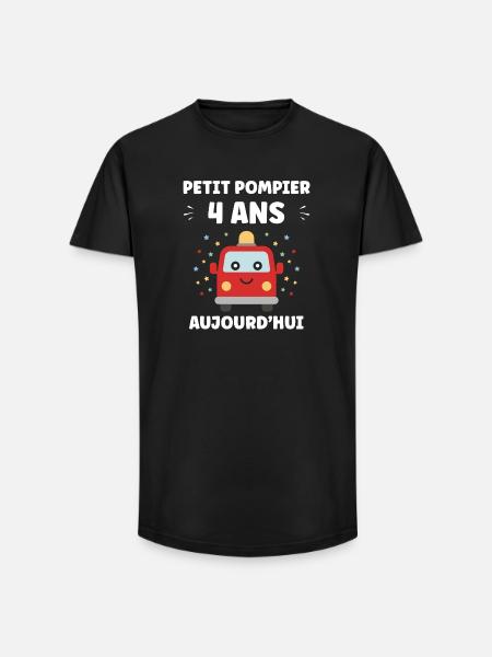 4 ans - T-shirt coupe longue homme - noir