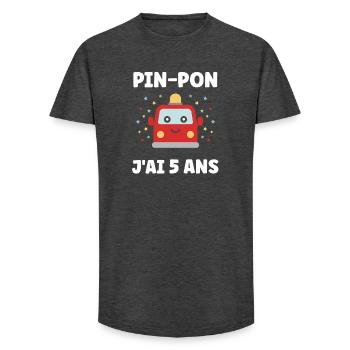 5 years - Long Fit Men's T-Shirt - charcoal grey - Front - AI Model Male 185 light (185cm)