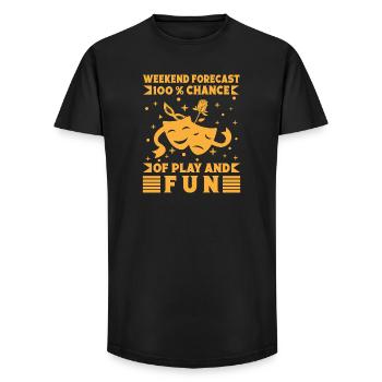 Prévisions du week-end de comédie musicale : Jeu et cadeau amusant - T-shirt coupe longue homme - noir - Devant - AI Model Male 185 light (185cm)