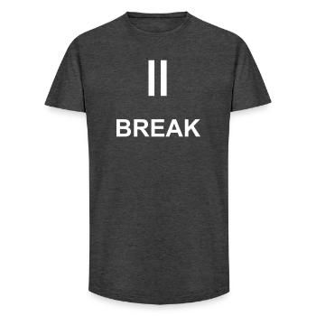 Pause sign "BREAK" – minimalist work & ch - Long Fit Men's T-Shirt - charcoal grey - Front - AI Model Male 185 light (185cm)