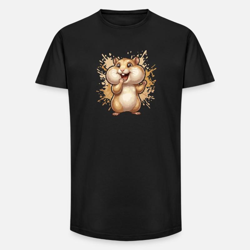 Fröhlicher Hamster Splash Illustration - Long Fit Männer T-Shirt - Schwarz