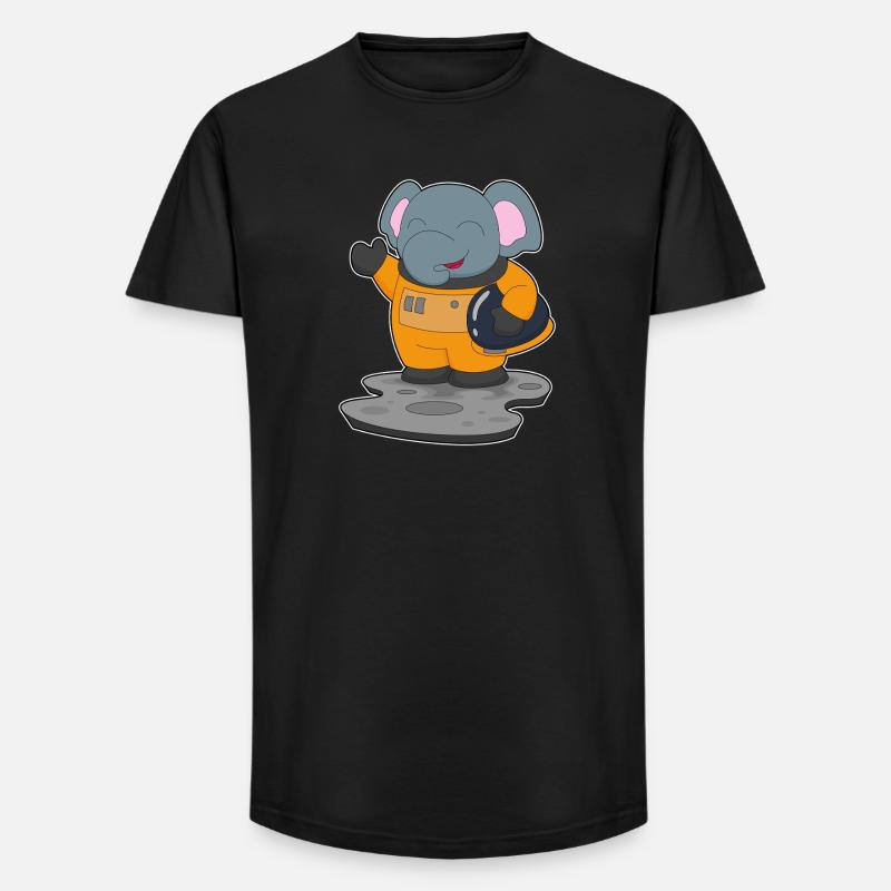 Elephant Astronaut Space - Long Fit Men's T-Shirt - black