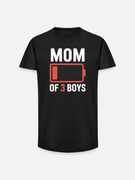 Mutter von 3 Jungen Batterie - Long Fit Männer T-Shirt - Schwarz
