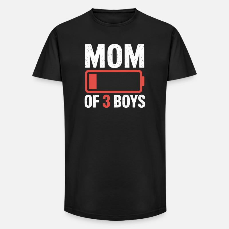 Mutter von 3 Jungs Batterie-Ikon-Tee - Long Fit Männer T-Shirt - Schwarz