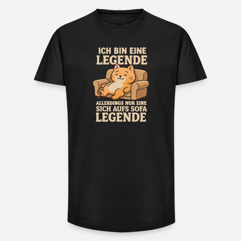 Sarkasmus Katze Spruch Sofa Legende - Long Fit Männer T-Shirt - Schwarz