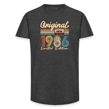 40th birthday, 40 years, original 1986 - Long Fit Men's T-Shirt - charcoal grey - Front - AI Model Male 185 light (185cm)