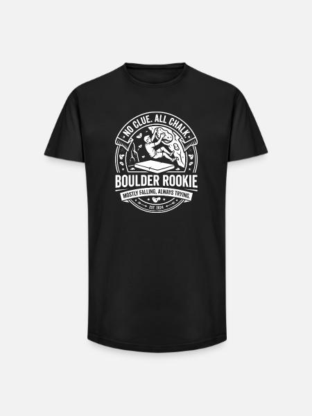Boulder Rookie Climbing Logo - Long Fit Men's T-Shirt - black