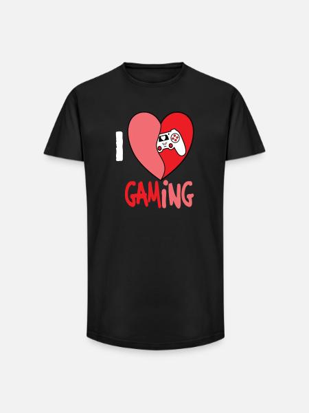 I LOVE GAMING - Long Fit Männer T-Shirt - Schwarz