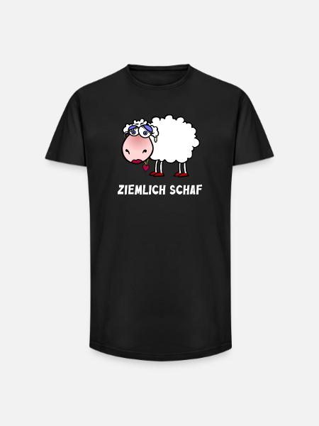 Pretty Sheep Cartoon Heart - Long Fit Men's T-Shirt - black