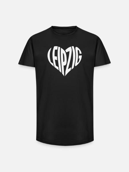 Leipzig Heart Typo - Long Fit Men's T-Shirt - black