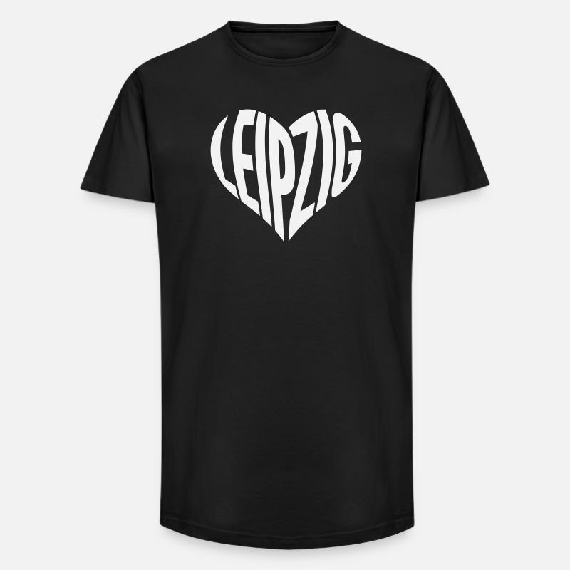 Leipzig Herz-Typo  - Long Fit Männer T-Shirt - Schwarz