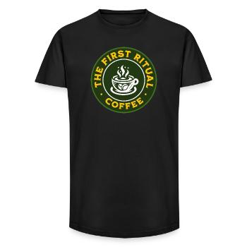 Erstes Ritual-Kaffeeabzeichen - Long Fit Männer T-Shirt - Schwarz - Vorne - AI Model Male 185 light (185cm)